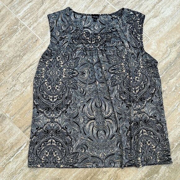 NWOT Rafaella sleeveless blouse black tan and white - size large - Picture 1 of 5
